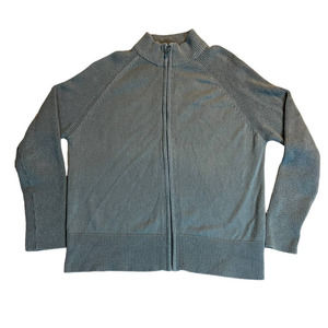 VTG Woolrich Sage Green Knit Mock Neck Full Zip Long Sleeve Sweater Cotton Blend